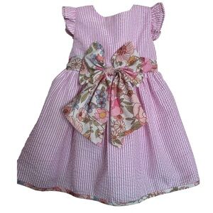 Rare Editions Pink and White Ruffled Tiered Sundress